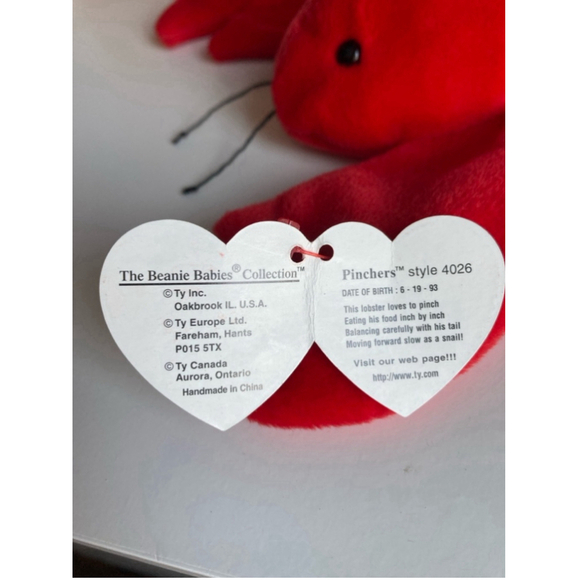Ty Beanie Babies Pinchers Lobster Plush Toy Red - Picture 3 of 3
